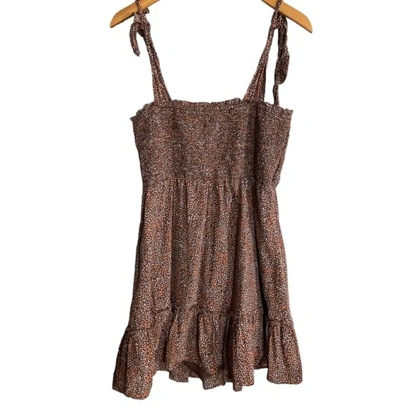 Aerie All Day Printed Smocked Mini Dress Size  Medium Tie Adjustable Straps - Picture 8 of 10